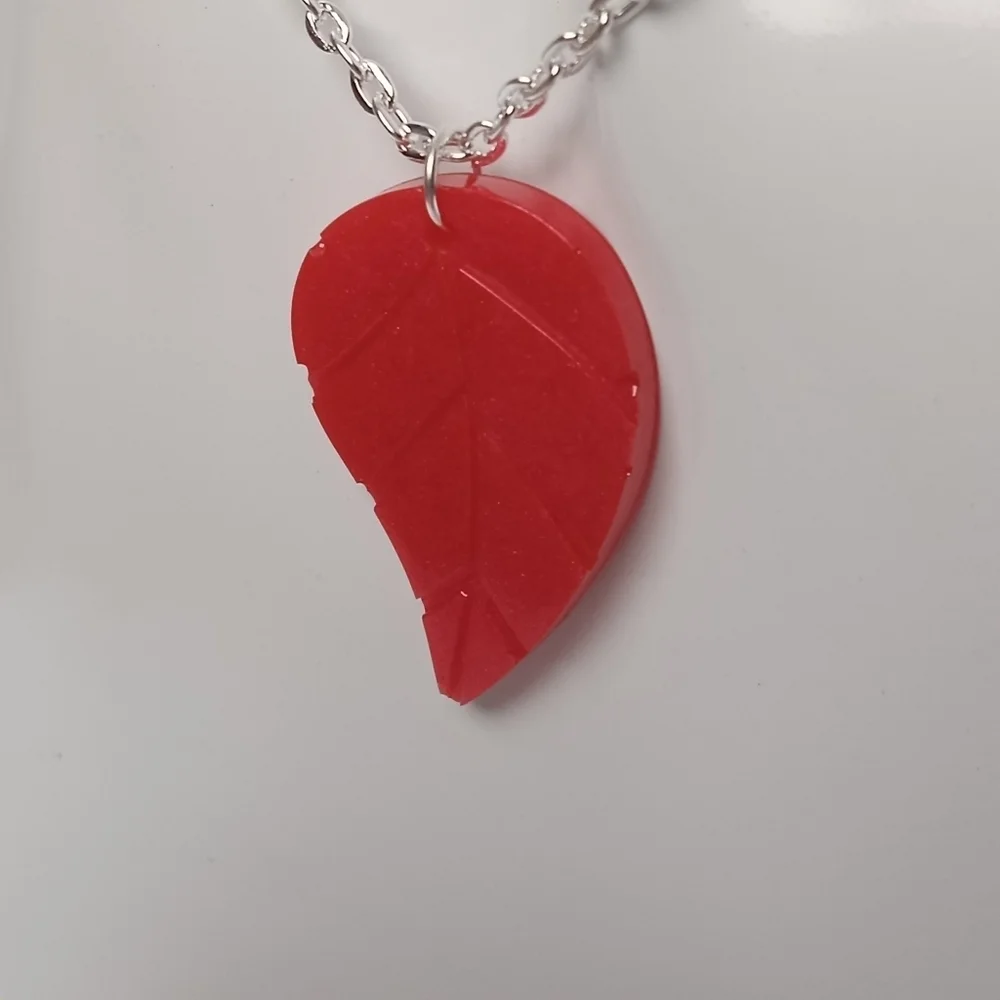 Red Leaf Pendant Necklace